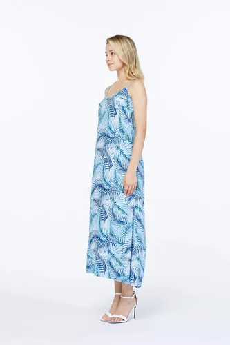Vista 6 de Ropa de Luau hawaiana para hombres, mujeres, niñas y niños en hojas simplemente azules