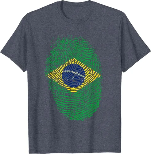 Vista 27 de Camiseta patriótica de la bandera brasileña con huella dactilar Asphalt Grey