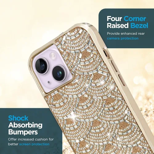 Vista 4 de Case-Mate Funda para iPhone 14 Plus – Lámpara de araña brillante [protección contra caídas de 10 pies] [Compatible con carga inalámbrica] Funda