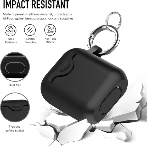 Vista 2 de Funda de silicona compatible con Apple Airpods 1 y 2 divertida cubierta antipérdidas [compatible con carga inalámbrica] (rosa)
