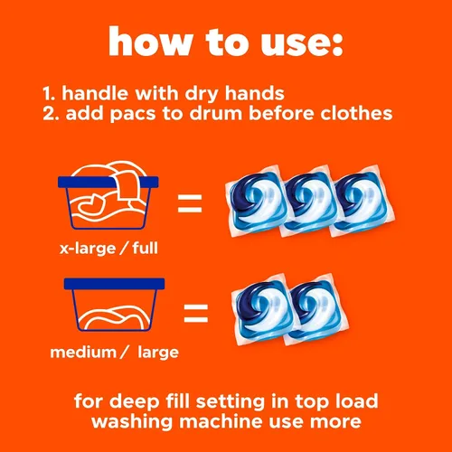 Vista 9 de Tide PODS detergente para ropa en cápsulas, removedor de manchas 3 en 1, combatiente de olores, protector de color, 42 unidades, compatible con HE