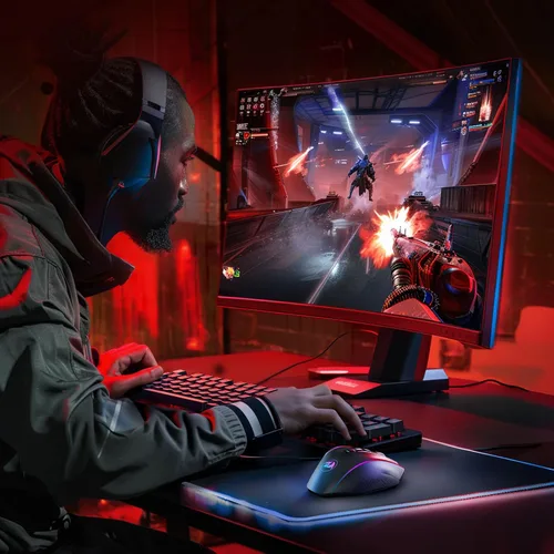 Vista 8 de Redragon Mouse inalámbrico para juegos, mouse MMO para juegos de hasta 16,000 DPI, 16 botones programables macro, recargable RGB con 12 botones