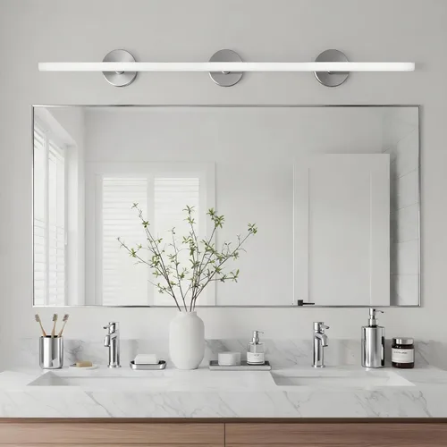Vista 11 de 24x24 Inch Black Bathroom Mirror for Wall, Aluminum Frame Rectangle Rectangular Vanity Mirror, Modern Large for Bedroom, Living Room, Horizontal or