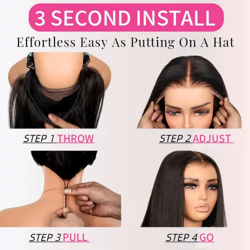 Vista 5 de Peluca de cabello humano con encaje frontal 360 de 26 pulgadas, prearrancada, lacio, HD, peluca frontal completa para mujeres negras, sin pegamento
