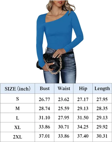 Vista 5 de REORIA Body de manga larga con cuello asimétrico y elegante para mujer