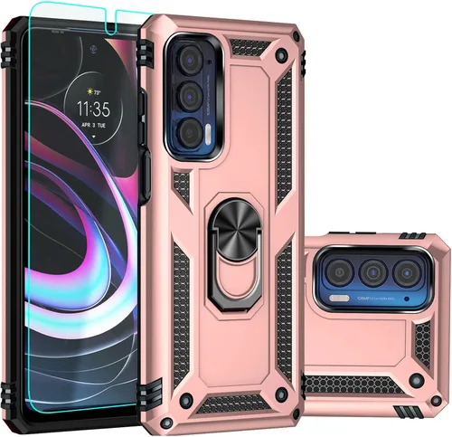 Vista 9 de Funda para Moto Edge 2021, con protector de pantalla, [grado militar] 16 pies, cubierta probada contra caídas con soporte magnético para Moto Edge