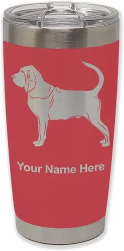 Vista 25 de LaserGram Vaso aislado al vacío de 20 onzas, perro sabueso, grabado personalizado incluido (negro)