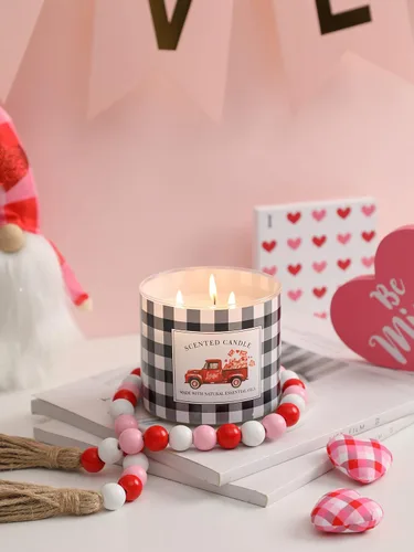 Vista 6 de Regalo de vela para el día de San Valentín, vela perfumada de champán, tarro grande de 3 mechas, 14 onzas, velas de regalo para el día de la boda