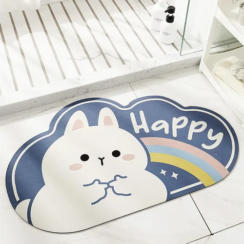 Vista 11 de Tapete de baño súper absorbente, tapete de entrada antideslizante con dibujos animados, cojín de secado rápido para suelo de baño y ducha