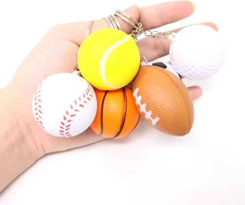 Vista 3 de Honbay 6 llaveros de bola deportiva de espuma, ligeros, fútbol, béisbol, baloncesto, pelota de tenis, pelotas de golf, adornos colgantes