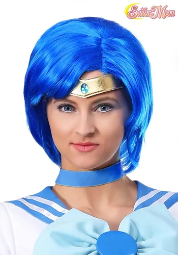 Vista 2 de Fun Costumes Sailor Moon Sailor Mercury - Peluca estándar para adultos
