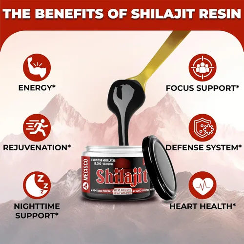 Vista 4 de Shilajit orgánico puro del Himalaya, 2 paquetes de 0.7 onzas (0.71 oz), el suplemento Shilajit contiene fúlvico, ácido húmico natural y más de 85