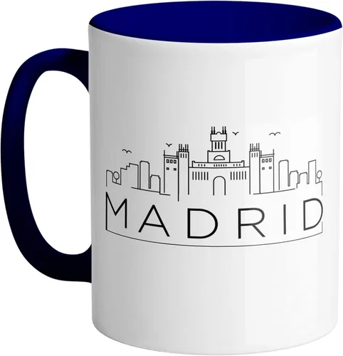Vista 5 de TeesAndTankYou Skyline Madrid - Taza de café (11 onzas), color negro