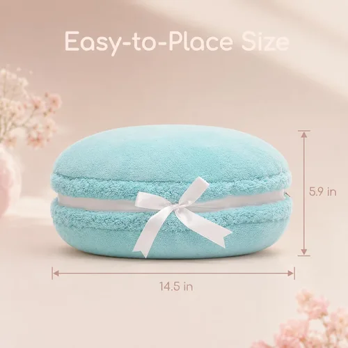 Vista 3 de Almohada decorativa redonda de plush con forma de macarrón ChezMax, de 14.5 pulgadas