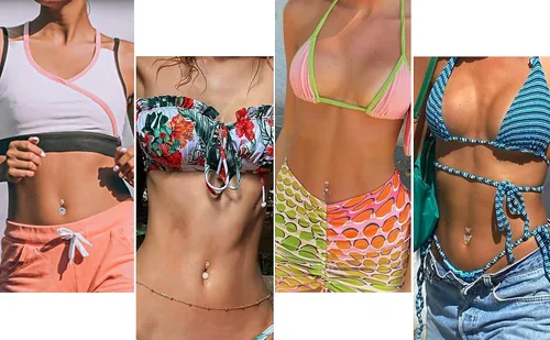 Vista 4 de Dochais 8 piercings para ombligo de acero quirúrgico para mujer, de acero inoxidable, ópalo, perla brillante, circonita cúbica, joyería de piercing