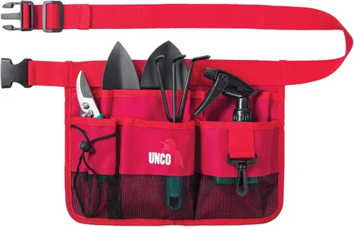 Vista 9 de UNCO - Cinturón de jardinería ajustable, rosa, 7 bolsillos, resistente al desgaste, al corte y al agua, bolsa para cinturón de herramientas