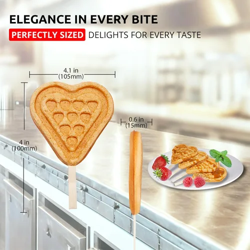 Vista 7 de ALDKitchen Máquina de gofres Waffles en un palo Revestimiento antiadherente (4 en forma de corazón)
