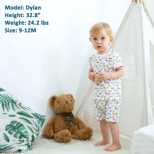 Vista 6 de Zanie Kids Pijama de algodón para bebé y niño para niña y niño, ropa de dormir de verano