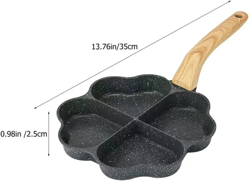 Vista 2 de Hemoton Sartén para tortilla de huevo para desayuno, sartén con forma de corazón para panqueques con asa, adecuada para estufa de gas y utensilios