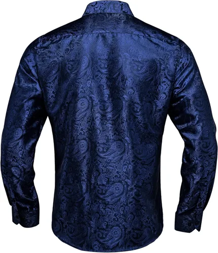 Vista 4 de DiBanGu Mens Shirt,Silk Long Sleeve Button Down Paisley Dress Shirts for Men Party Wedding