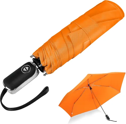 Vista 41 de LEAGERA Paraguas de viaje compacto para bolso, mango plano, impermeable para lluvia ligera