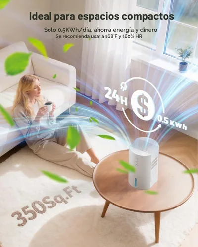Vista 3 de Deshumidificadores para el hogar, deshumidificador de 35 onzas para baño con apagado automático y descongelación automática, deshumidificador