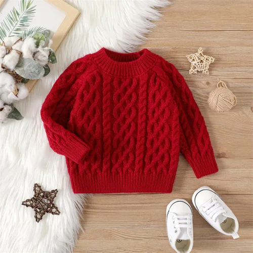 Vista 6 de PATPAT Baby Pullover Crewneck Sweater Long Sleeve Solid Color Infant Fall Winter Warm Clothes
