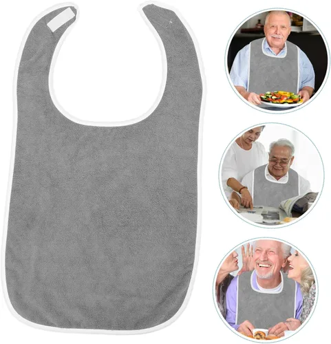 Vista 7 de Babero ajustable para adultos para la hora de comer y protector de alimentación lavable para ancianos y necesidades especiales, protector de ropa
