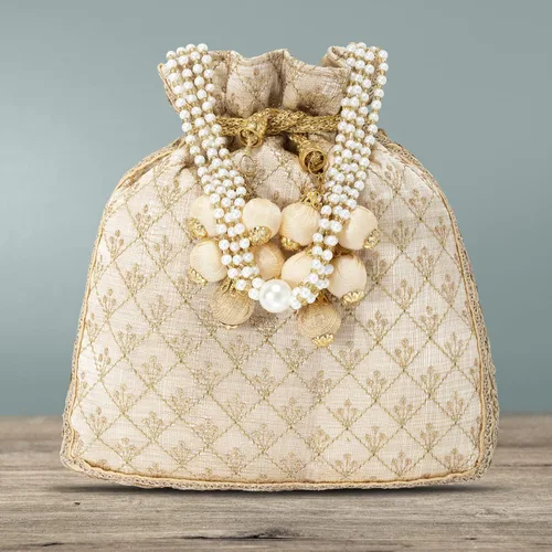 Vista 5 de Aheli Potli - Bolsa de regalo para mujer, hecha a mano, de noche, elegante bolso de novia, bolso de moda