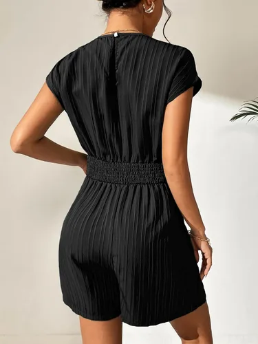Vista 2 de SOLY HUX Enterizo corto de verano con cuello en V y manga casquillo para mujer