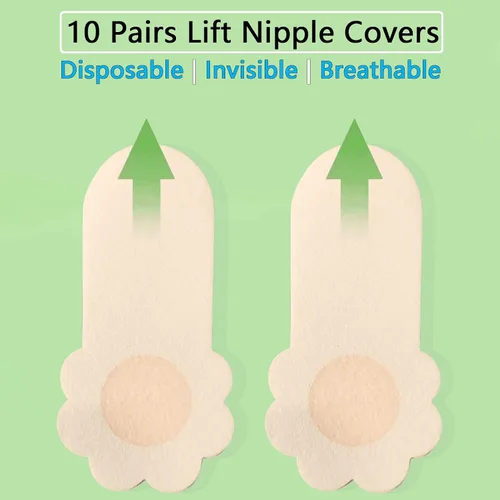 Vista 8 de Wobodan 10 pares de brasier de elevación adhesivo, desechables para pezones y pezones, brasier autoinvisible para mujer, se adapta a copa A-B