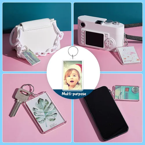 Vista 5 de Inbagi Picture Frame Keychain Acrylic Photo Keychain Clear Rectangle Acrylic Keychain Blanks 2 x 3inch