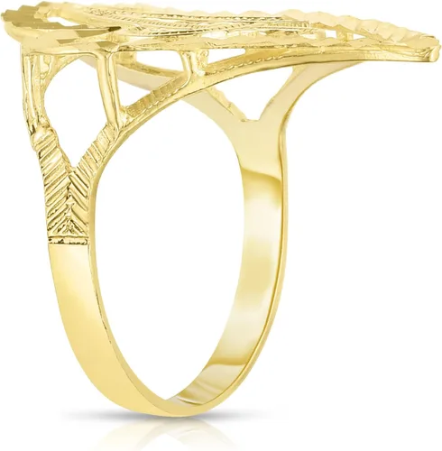 Vista 5 de Floreo Anillo de Oro Amarillo de 10 Quilates con Inicial Cursiva y Corazón