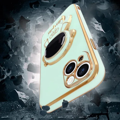 Vista 4 de Pepmune - Funda para iPhone 14 con bonito soporte de astronauta 3D, color verde
