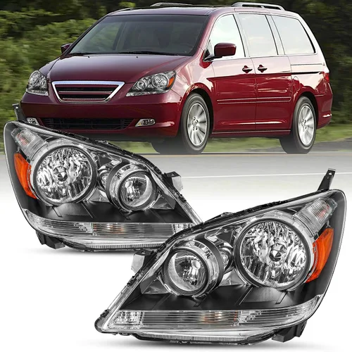 Vista 11 de SOCKIR - Para Honda Odyssey 2005-2010 Conjunto de faros delanteros negro Carcasa negra y reflector transparente
