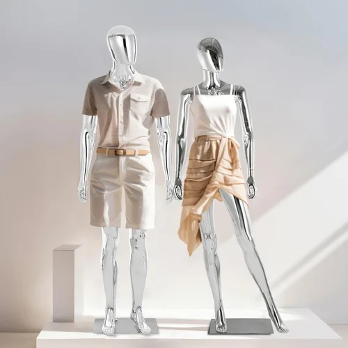 Vista 8 de Maniquí masculino y femenino de cuerpo completo de bronce, 2 piezas de maniquíes ajustables soporte de maniquíes realistas juego de exhibición