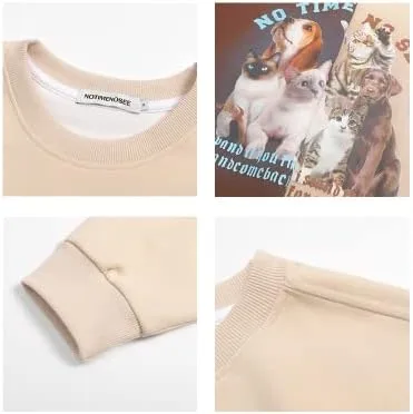 Vista 3 de Sudadera gráfica con cuello redondo para mujer, sudadera de gran tamaño para mujer, ropa Y2K