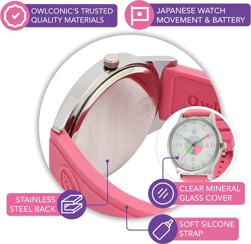 Vista 4 de OWLCONIC Kids Watch - Analog Watches for Kids - Girls & Boys Watches Ages 7-10, Watches for Kids 8-12, Kids Analog Watch Telling Time Teaching Tool