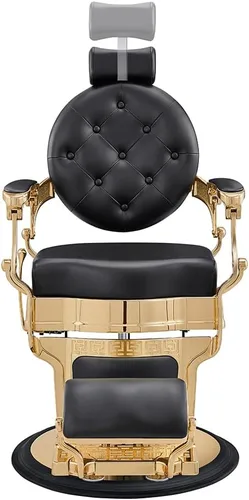 Vista 3 de Dir Silla de peluquería hidráulica resistente con marco dorado Princeton