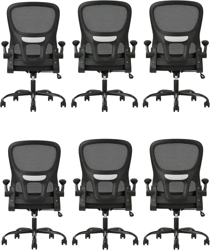 Vista 11 de Soohow Silla de oficina, ergonómica de malla con soporte lumbar, cómoda silla de escritorio giratoria para computadora con reposabrazos abatibles