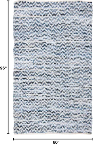 Vista 2 de Safavieh Colección Montauk - Alfombra de área de 5 x 8 pies, azul, hecha a mano, ideal para zonas de alto tráfico en sala de estar, dormitorio
