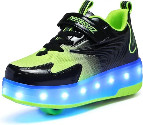 Vista 14 de HHSTS Zapatos para niños – Nuevos mejorados con ruedas zapatos de luz LED de colores patines rodantes brillantes zapatos de patinar regalos simples