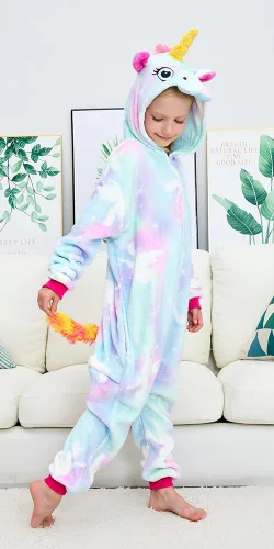 Vista 2 de Pijama unisex de unicornio para niños, disfraz de Halloween