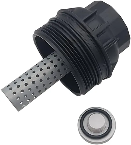 Vista 3 de Tapa de carcasa del filtro de aceite con drenaje de tapón de aceite compatible con Toyota Land Cruiser Sequoia Tundra Lexus LX570 Reemplazar