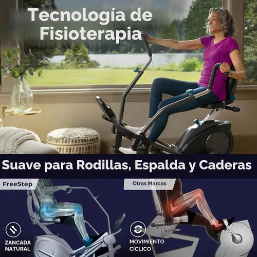 Vista 2 de Teeter FreeStep Recumbent Cross Trainer Stepper, Zero-Impact Exercise Bike Alternative w/Patented Physical Therapy Stride, Up to 350lb, Free App