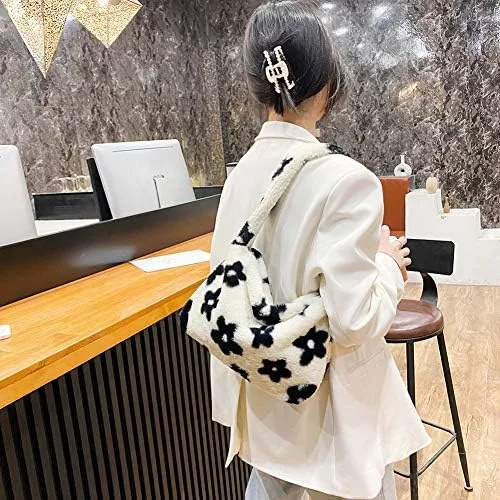 Vista 5 de Bolsa de hombro para mujer Kexle afelpada para otoño e invierno