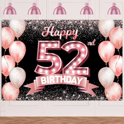 Vista 85 de Cartel de feliz cumpleaños décimo oro rosa, telón de fondo, saludos a 10 años, globos de confeti, decoración temática para niñas de 10 años