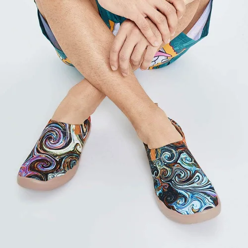 Vista 4 de UIN Mocasines pintados para hombre, zapatos de viaje sin cordones, zapatos de lona para caminar, casuales, ligeros, cómodos, a la moda, Toledo