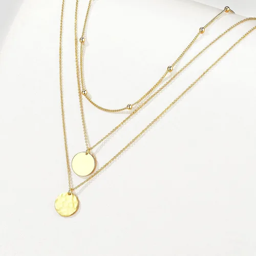 Vista 5 de KISMIURRA Collar de oro en capas para mujer, chapado en oro de 18 quilates, delicado collar apilado, regalo de joyería para mujeres y niñas, Cobre