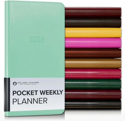 Vista 170 de Gallery Leather Planificador Semanal y Mensual Grande 2025-2026, Calendario Planificador y Cuaderno Elegantemente Encuadernado con Elegantes Bordes